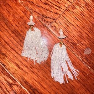 Elegant White Tassel Earrings